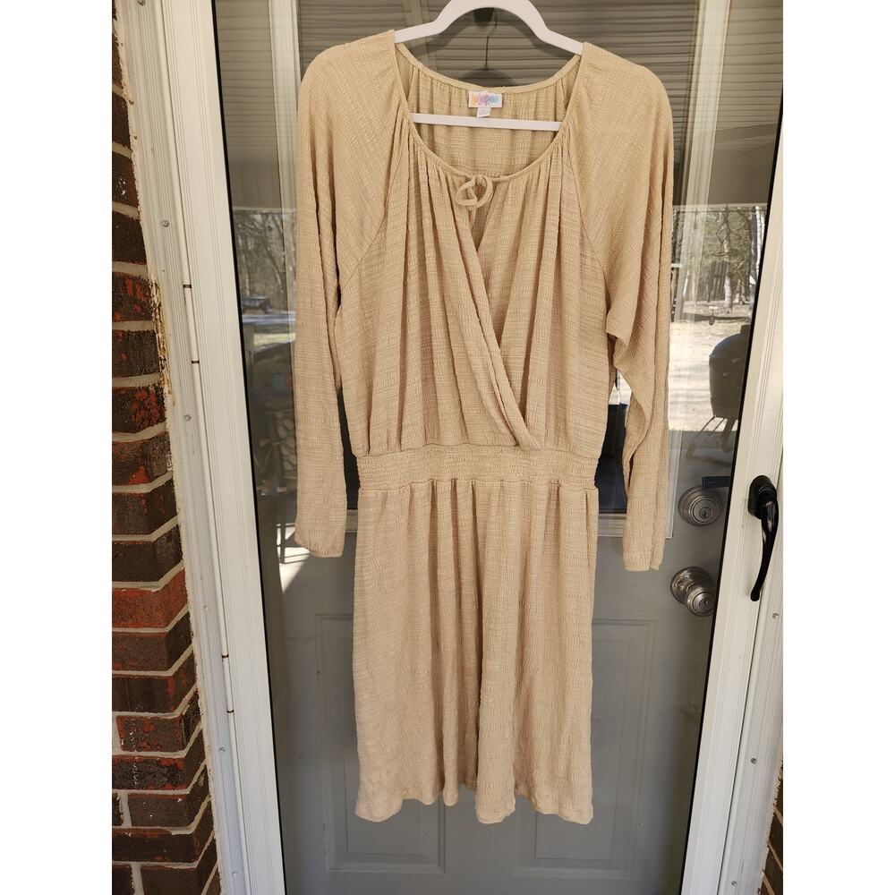 Lularoe Womens Large Khaki Jody Dress Peasant Bohemian